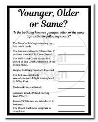 4.life begins at 40 5.40 winks 6.american top 40 7.40 ounce 80th Birthday Party Games Born In 1940s Price Is Right Name The Celebrity Yonger Older 40s Birthday Trivia 80th 1939 Printable Games Paper Party Supplies Party Favors Games Phiat Lemonjelly Gr