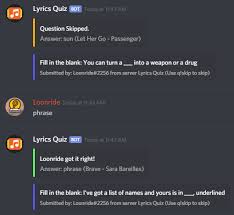 A few centuries ago, humans began to generate curiosity about the possibilities of what may exist outside the land they knew. Lyrics Quiz Discord Bots Top Gg