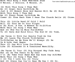 Country Music With This Ring I Thee Wed Hank Snow Lyrics And Chords