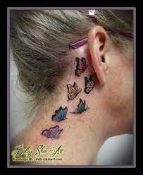 Little Butterflies For Natalee Blue Butterfly Tattoo Behind Ear Tattoos Butterfly Tattoo