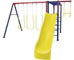 Steel is powder coated green. Lifetime Monkey Bar Adventure Swing Set Playground Primary Colors 90177
