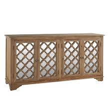 Hamptons Quatrefoil Reclaimed Mirrored Buffet Sideboard Cabinet