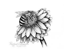 Full Honey Moon Connecting To Animal Medicine The Honey Bee Spirit De La Lune Bee On Flower Bee And Flower Tattoo Ink Illustrations