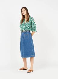 Achetez en ligne ou en magasin. Jupe Midi En Jean Jean Bleu Soeur Femme Place Des Tendances