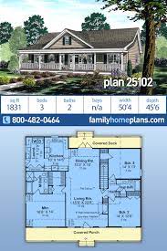 Traditional Style House Plan 25102 With 3 Bed 2 Bath Ranch House Plan Country House Plans Home Design Floor Plans