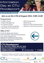 Ctu Roodepoort Information Day 17 August 2013 09 00 11 00 Visit Www Ctucareer Co Za Computer Aided Drafting Web Development Projects Office Administration
