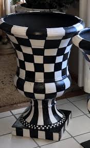 Black And White Checkered Outdoor Planters This Item Is Unavailable Urn Planters Mackenzie Childs Diy Painted Pumpkins