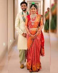 Hyderabad Bridal Inspiration On Instagram Lovely Couple Portraits On The Weddi South Indian Wedding Saree South Indian Bride Saree Bridal Sarees South Indian