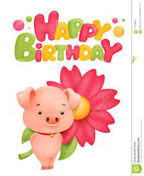 Calibre De Carte De Joyeux Anniversaire Avec Le Personnage De Dessin Anime De Porc Illustration Stock Illustration Du Carte Cheri 117559636
