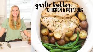 Simple and delicious recipe for slow cooker garlic chicken. Slow Cooker Garlic Butter Chicken Potatoes Video The Recipe Rebel