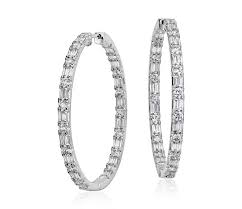 Approximately 1 carat total diamond weight and proudly made in the usa. Large Diamond Hoop Earrings In 18k White Gold 4 1 2 Ct Tw Blue Nile