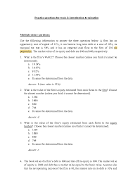 Pdf Practice Questions For Week 1 Introduction To Valuation Multiple Choice Questions Ming Zhao Academia Edu