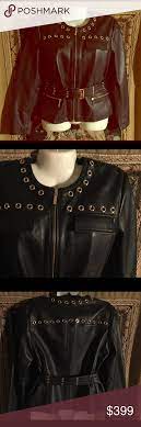 Michael Kors Leather Coat Michael Michael Kors Studded Belted Leather Jacket Coat Short Trench Coat Style In Ver Fashion Clothes Design Handbags Michael Kors