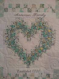 Personalized Family Heart Quilt Etsy Heart Quilt Pattern Heart Quilt Wedding Quilt