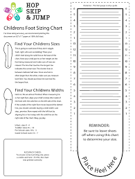 Childrens Foot Sizing Chart Hop Skip Jump Download