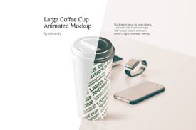 Png images, drawings on coffee, transparent background. Large Coffee Cup Animated Mockup In Packaging Mockups On Yellow Images Creative Store