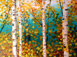 Birch Trees In Fall Paintings View Paint And Sip Artwork Pinot S Palette Birches Painting Birch Tree Painting Tree Painting