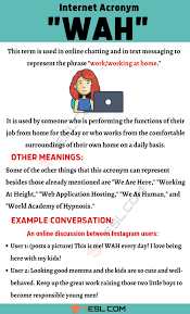 Wah Meaning What Does The Useful Acronym Wah Stand For 7esl Sms Language French Language Lessons Language Lessons