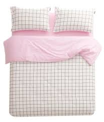 Black And White Checkered Bedding Set Athens Grid Lines In Baby Pink Cover Set With Images Grunge Bedroom Pink Bedding Aesthetic Bedroom