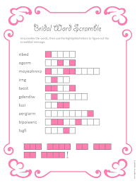 You'll find answers to tournament play, general game play, scoring and replacement parts. Bridal Shower Word Scramble