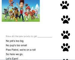 Paw Patrol Chart Worksheets Teaching Resources Tpt