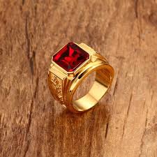 Mens Signet Rings Gold Color Red Blue Stone Ring Stainless Steel Engraved Dragon Vintage Fashion Wedding Band J Mens Gold Rings Rings For Men Gold Ring Designs