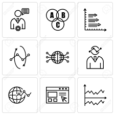 Set Of 9 Simple Editable Icons Such As Chart Data Import Interface