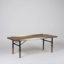 Manufacturer labeled with metal plaques. Finn Juhl Table Bench Nordic Urban
