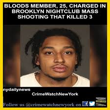 A 25-year-old Bloods member has been charged federally for his role in a  gang-related mass shooting at a Brooklyn lounge that left three dead in  August, federal prosecutors announced Wednesday. Elijah Roy,