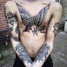 Black And White Eagle Chest Tattoo 80 Eagle Chest Tattoo Designs For Men Manly Ink Ideas Tatuagens Tatuagem Old School Tatoo