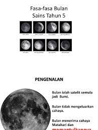 Bulan tidak semasa bulan mengelilingi bumi, kedudukan bulan berubah dari masa ke masa. Fasa Fasa Bulan
