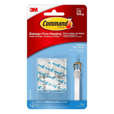 Command Medium Sized Wire Toggle Hook 2 Hooks 3 Strips Clear Wire Command Strips Command Hooks