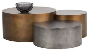 Features a stainless steel base with a brushed antique gold finish and a smoked grey glass top. Sunpan Ikon Neo Coffee Tables Brass 3 Piece Set Industrial Coffee Table Sets By Unlimited Furniture Group Houzz