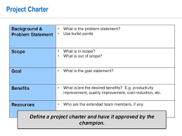 8 Project Charter Background Problem Statement What Is The Problem Statement Use Bullet Points Scope What I