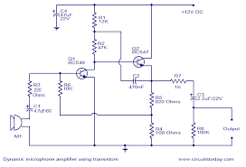 This circuit provides lower impedance output than there should be two 12v zener diodes (wired back to back) between audio wires (hot and cold) and the. Dynamic Microphone Amplifier Using Transistors