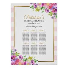 beautiful pink floral bridal shower seating chart zazzle