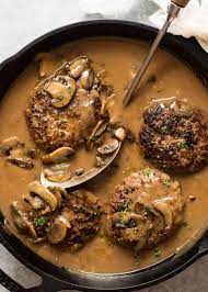 Salisbury Steak With Mushroom Gravy Recipe Grilled Steak Recipes Beef Recipes Easy Recipes