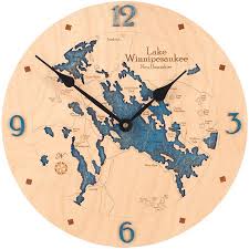 Lake Winnipesaukee Wood Clock Wood Chart Wood Map Wood Art