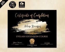 Certificate Of Completion Lashes Certificate Template Gold Etsy In 2020 Candle Label Template Printable Certificates Certificate Of Completion