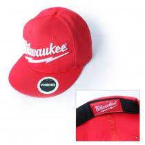 Red Flat Bill Cap With White Milwaukee Logo Flat Bill Cap Tool Clothes Flat Bill