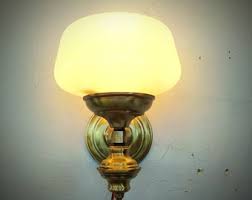 Vintage Opaline and Brass Wall Sconce.1950's Handcrafted Brass and Opaline  Glass Wall Sconce.