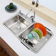 Amazon Com Ipegtop Adjustable Over The Sink Dish Drying Rack In Sink Or On Counter Dish Drainer With Removable Utensil Holder Rustpro Egouttoir Evier Maison