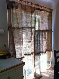 No Sew Coffee Sack Curtains With Images Diy Curtains Kitchen Curtains Diy Curtains