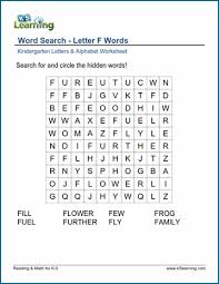 Explore the words · fabricate. Word Search Letter F Words K5 Learning