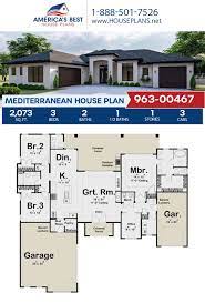 House Plan 963 00467 Mediterranean Plan 2 073 Square Feet 3 Bedrooms 2 5 Bathrooms In 2021 Mediterranean House Plans Mediterranean House Plan House Plans