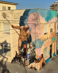 Nettuno e Anfitrite di Jacob Jordaens (1644) (dettaglio). Spray su muro  per @vedo_a_colori , Civitanova Marche. Un grazie sentito a @giuliovesprini  Creatore e organizzatore del festival per laccoglienza e il supporto  Neptune