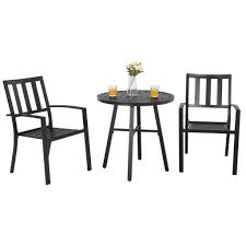 Phi Villa Metal Patio Bistro Set 3 Piece Outdoor Table And Chairs Set In 2020 Table And Chair Sets Outdoor Tables And Chairs Round Table Sizes