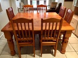 Colby walnut dining table, wood with wood/dark brown wood base. Dining Room Suites Stunning Large Heavy 8 X Piece Oregon Pine Table Chairs Dinner Set Collection Only Randburg Was Sold For R5 500 00 On 27 Jul At 19 05 By