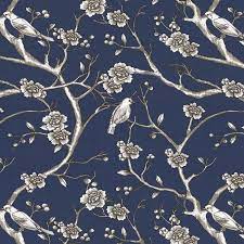 Check spelling or type a new query. Navy Blue Floral Bird Fabric Vintage Blossom Twilight Loom Decor Chinoiserie Fabric Boho Butterfly Wallpaper Floral Upholstery