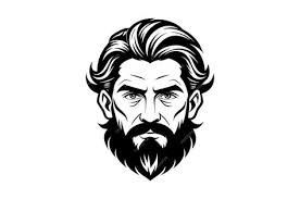 Hand drawn beard head silhouette